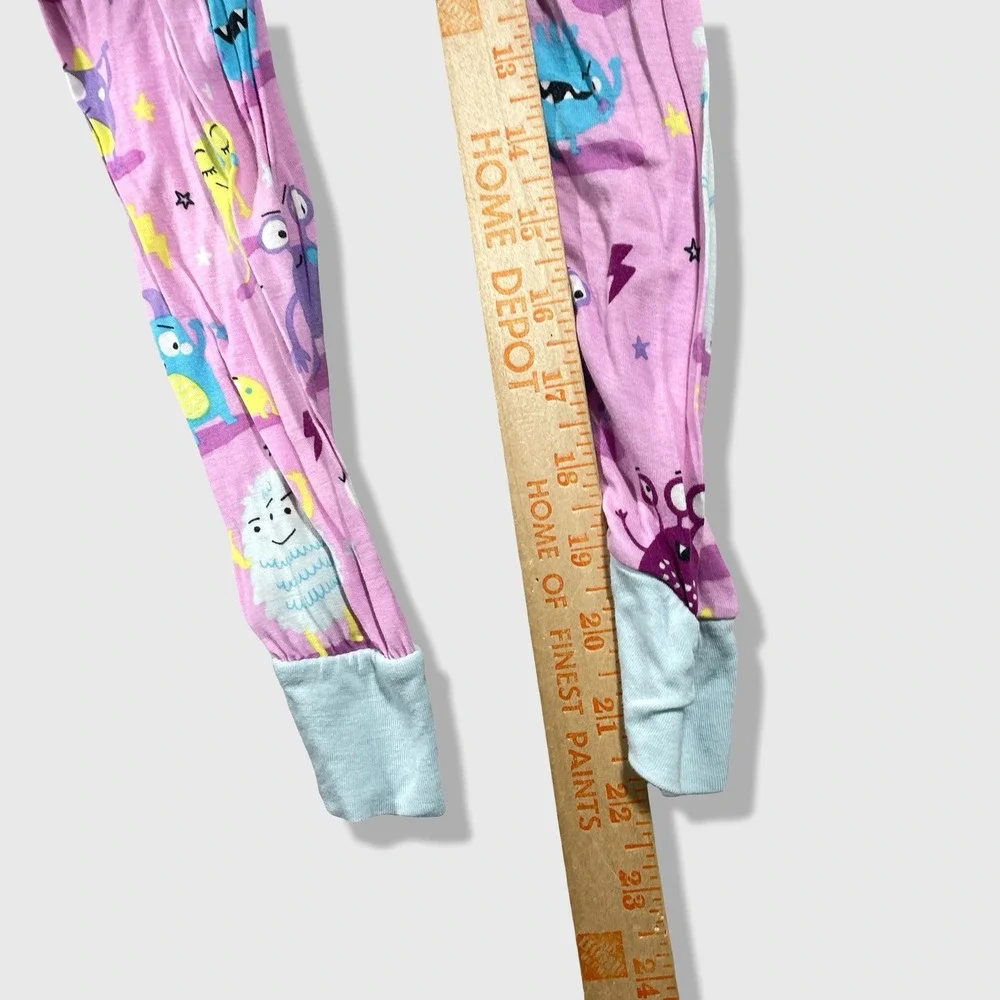 Little Sleepies Pajama Set Kids 5/6 Pink Monster Bamboo Viscose Sleepwear